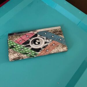 G by Guess Multicolor Snake-Print Wallet with G Medallion